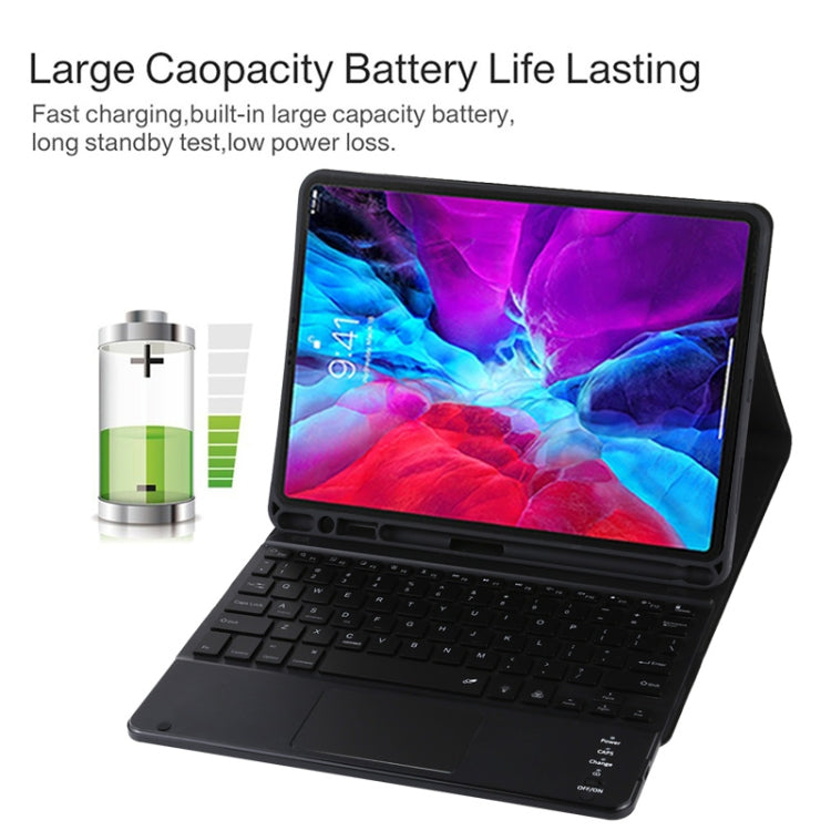 Étui en cuir microfibre avec clavier Bluetooth détachable TG11BCS pour iPad Pro 11 pouces (2020), avec rétroéclairage, pavé tactile, emplacement pour stylet et support, clavier noir