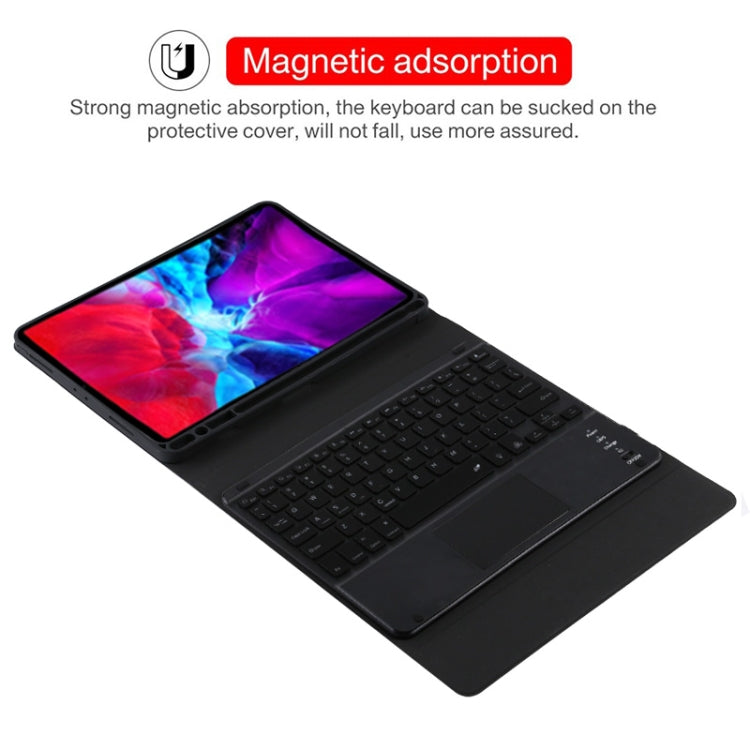 TG11BCS Detachable Bluetooth Black Keyboard Microfiber Leather Tablet Case for iPad Pro 11 inch (2020), with Backlight & Touchpad & Pen Slot & Holder, Black Keyboard