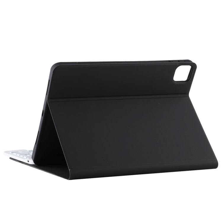 Étui en cuir microfibre avec clavier Bluetooth amovible TG11BS pour iPad Pro 11 pouces (2020), rétroéclairé, emplacement pour stylet et support, clavier blanc