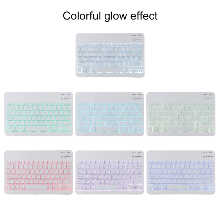Étui en cuir microfibre avec clavier Bluetooth amovible TG11BS pour iPad Pro 11 pouces (2020), rétroéclairé, emplacement pour stylet et support, clavier blanc