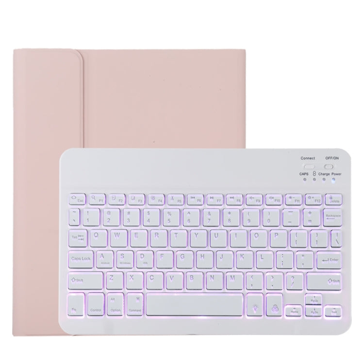 Étui en cuir microfibre avec clavier Bluetooth amovible TG11BS pour iPad Pro 11 pouces (2020), rétroéclairé, emplacement pour stylet et support, clavier blanc