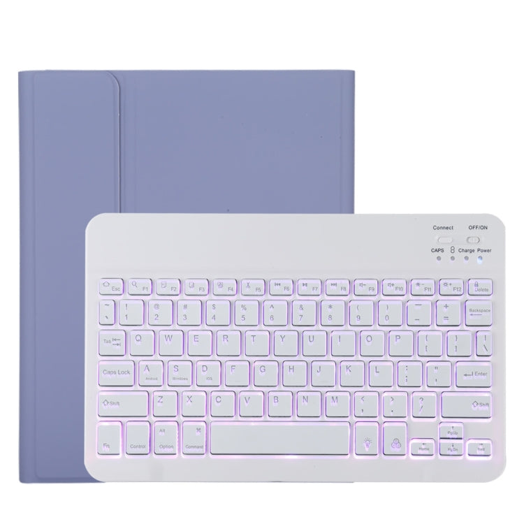 Étui en cuir microfibre avec clavier Bluetooth amovible TG11BS pour iPad Pro 11 pouces (2020), rétroéclairé, emplacement pour stylet et support, clavier blanc