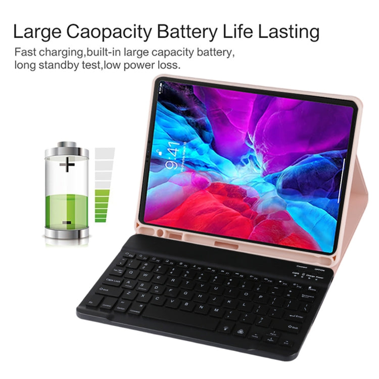 TG11BS Detachable Bluetooth Black Keyboard + Microfiber Leather Tablet Case for iPad Pro 11 inch (2020), with Backlight & Pen Slot & Holder, Black Keyboard