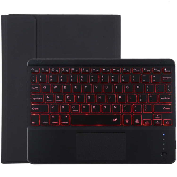 Clavier Bluetooth noir détachable TG-102BCS + étui en cuir microfibre pour iPad 10,2 pouces / iPad Air (2019), avec pavé tactile, rétroéclairage, emplacement pour stylet et support, clavier noir