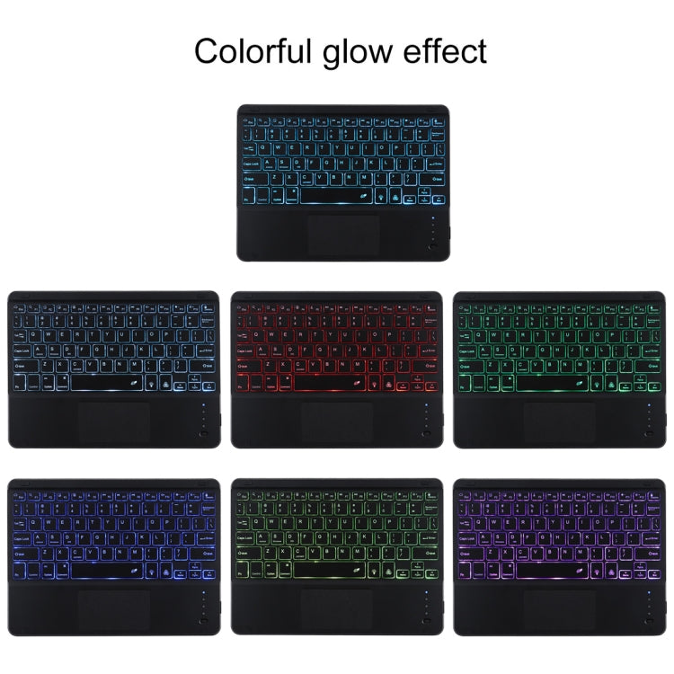 Clavier Bluetooth noir détachable TG-102BCS + étui en cuir microfibre pour iPad 10,2 pouces / iPad Air (2019), avec pavé tactile, rétroéclairage, emplacement pour stylet et support, clavier noir