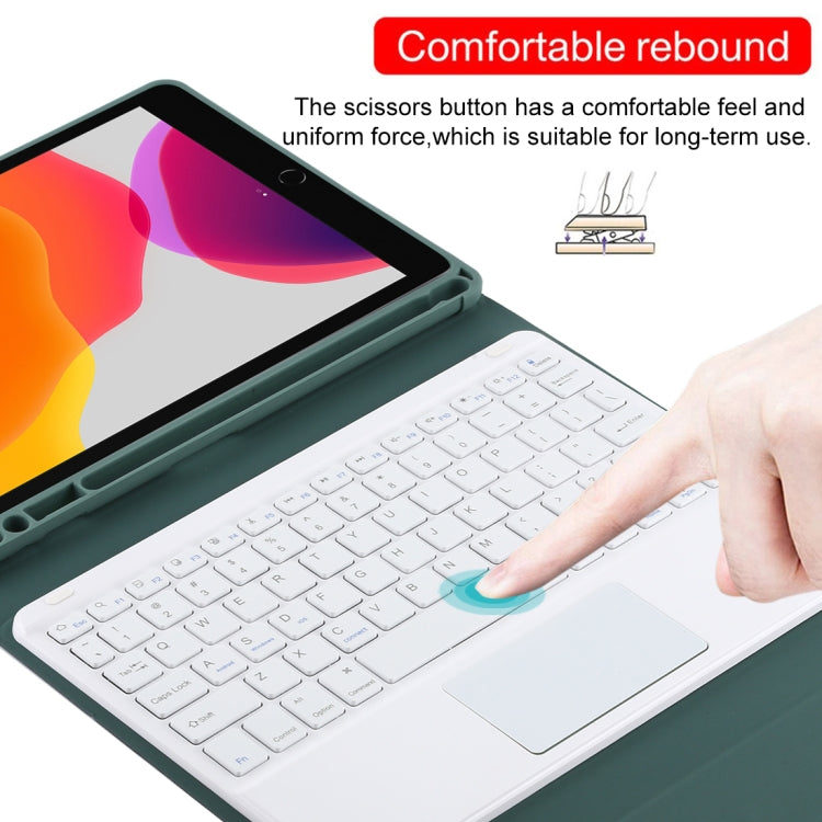 TG-102BC Detachable Bluetooth White Keyboard + Microfiber Leather Tablet Case for iPad 10.2 inch / iPad Air (2019), with Touch Pad & Pen Slot & Holder, White Keyboard