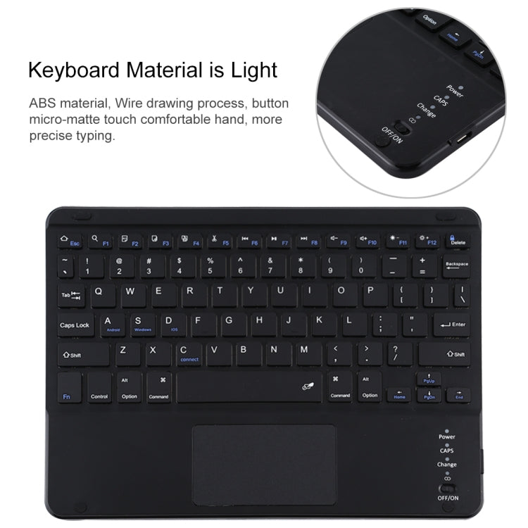 TG-102BC Detachable Bluetooth Black Keyboard + Microfiber Leather Tablet Case for iPad 10.2 inch / iPad Air (2019), with Touch Pad & Pen Slot & Holder, TG-102BC