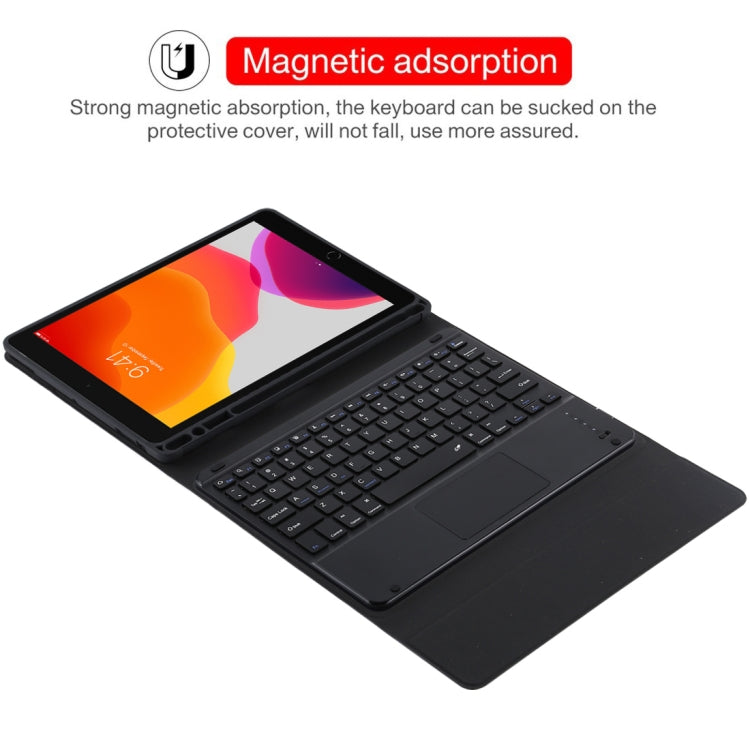 TG-102BC Detachable Bluetooth Black Keyboard + Microfiber Leather Tablet Case for iPad 10.2 inch / iPad Air (2019), with Touch Pad & Pen Slot & Holder, TG-102BC