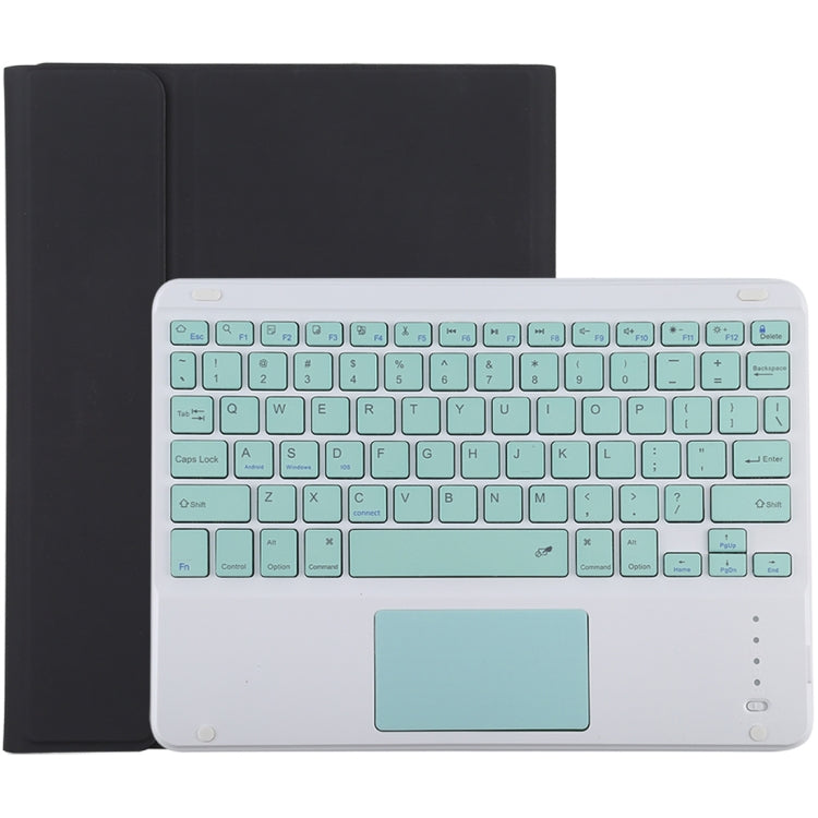 Clavier Bluetooth vert détachable TG-102BC + étui en cuir microfibre pour iPad 10,2 pouces / iPad Air (2019), avec pavé tactile, emplacement pour stylet et support, clavier vert