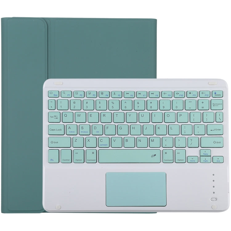Clavier Bluetooth vert détachable TG-102BC + étui en cuir microfibre pour iPad 10,2 pouces / iPad Air (2019), avec pavé tactile, emplacement pour stylet et support, clavier vert