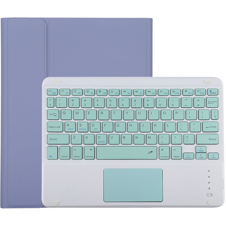 Clavier Bluetooth vert détachable TG-102BC + étui en cuir microfibre pour iPad 10,2 pouces / iPad Air (2019), avec pavé tactile, emplacement pour stylet et support, clavier vert