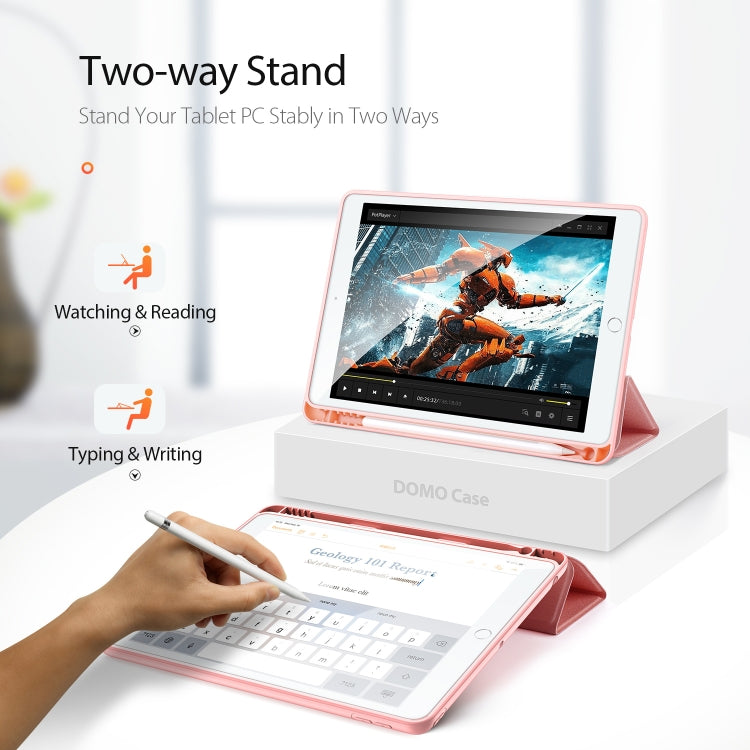 For iPad 10.2 DUX DUCIS Domo Series Horizontal Flip Magnetic PU Leather Case with Three-folding Holder & Pen Slot & Sleep / Wake-up Function, For iPad 10.2