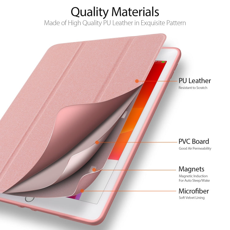 For iPad 10.2 DUX DUCIS Domo Series Horizontal Flip Magnetic PU Leather Case with Three-folding Holder & Pen Slot & Sleep / Wake-up Function, For iPad 10.2