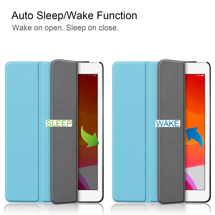 For iPad 10.2 Custer Texture Horizontal Flip Smart PU Leather Case with Sleep / Wake-up Function & Three-folding Holder, For iPad 10.2