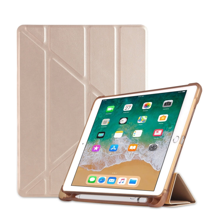 Multi-folding Shockproof TPU Protective Case for iPad 9.7 (2018) / 9.7 (2017) / air / air2, with Holder & Pen Slot