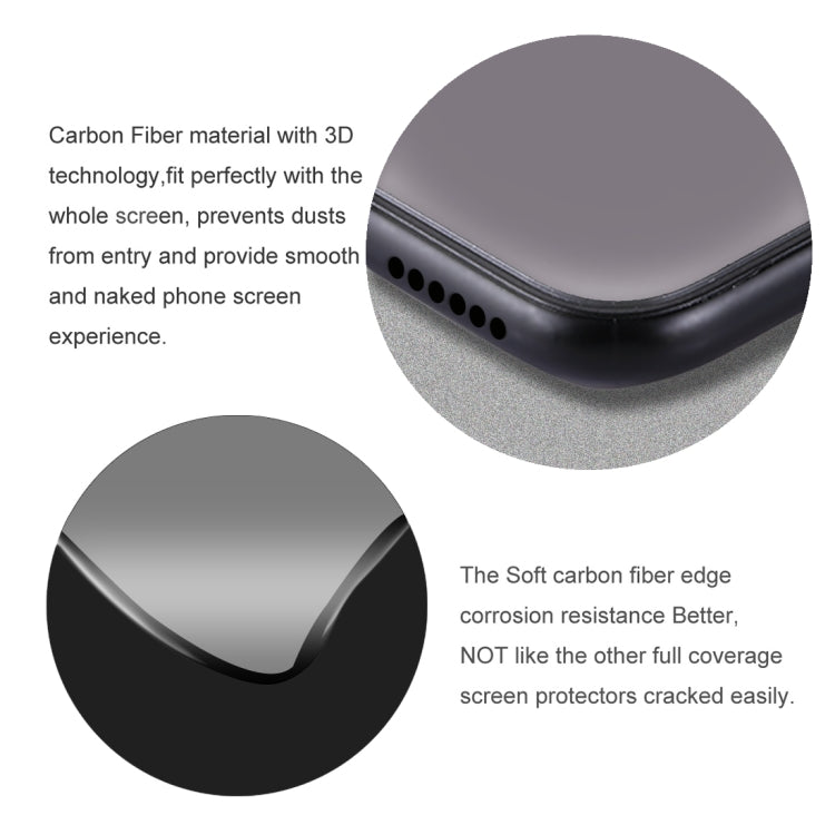 For iPhone X 0.26mm 9H Surface Hardness 3D Explosion-proof Full Screen Carbon Fiber Soft Edges Tempered Glass Screen Film