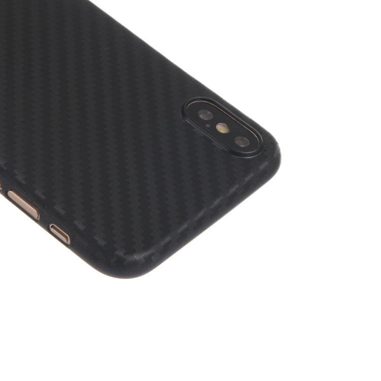 For iPhone X / XS Carbon Fibre Texture PP Protective Back Cover Case, For X