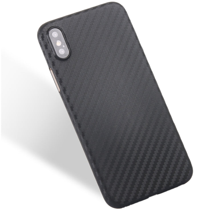 For iPhone X / XS Carbon Fibre Texture PP Protective Back Cover Case, For X