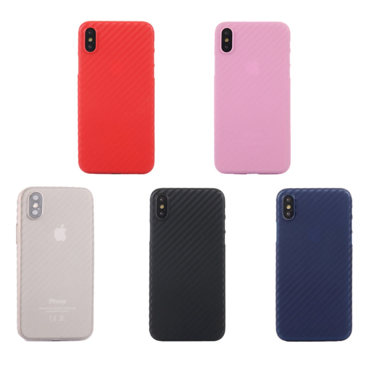 For iPhone X / XS Carbon Fibre Texture PP Protective Back Cover Case, For X