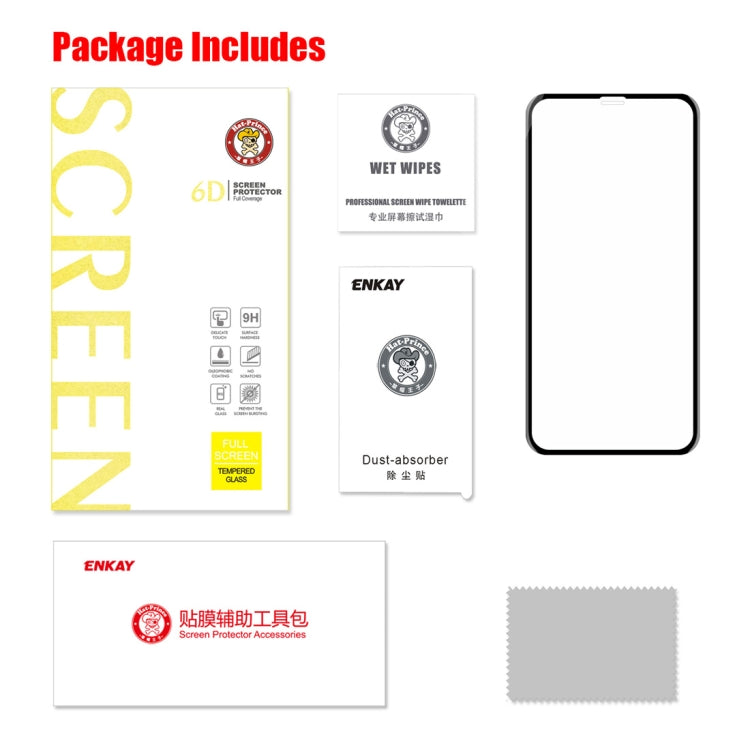 For iPhone X ENKAY Hat-Prince 0.26mm 9H Surface Hardness 6D Curved Edge Full Screen Tempered Glass Film, For X (6D)