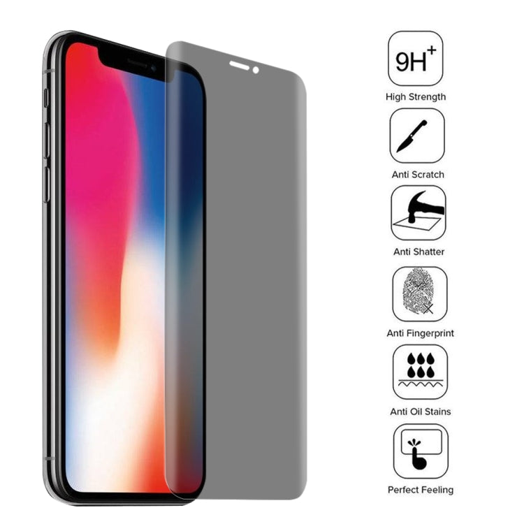 For iPhone X 0.3mm 9H Surface Hardness 3D Privacy Anti-glare Non-full Screen Tempered Glass Screen Protector