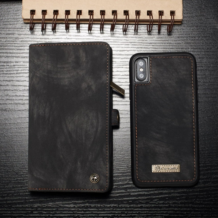 For iPhone X / XS CaseMe-008 TPU + PC Magnetic Absorption Detachable Back Cover Horizontal Flip Leather Case with Holder & Card Slots & Zipper Wallet & Photo Frame