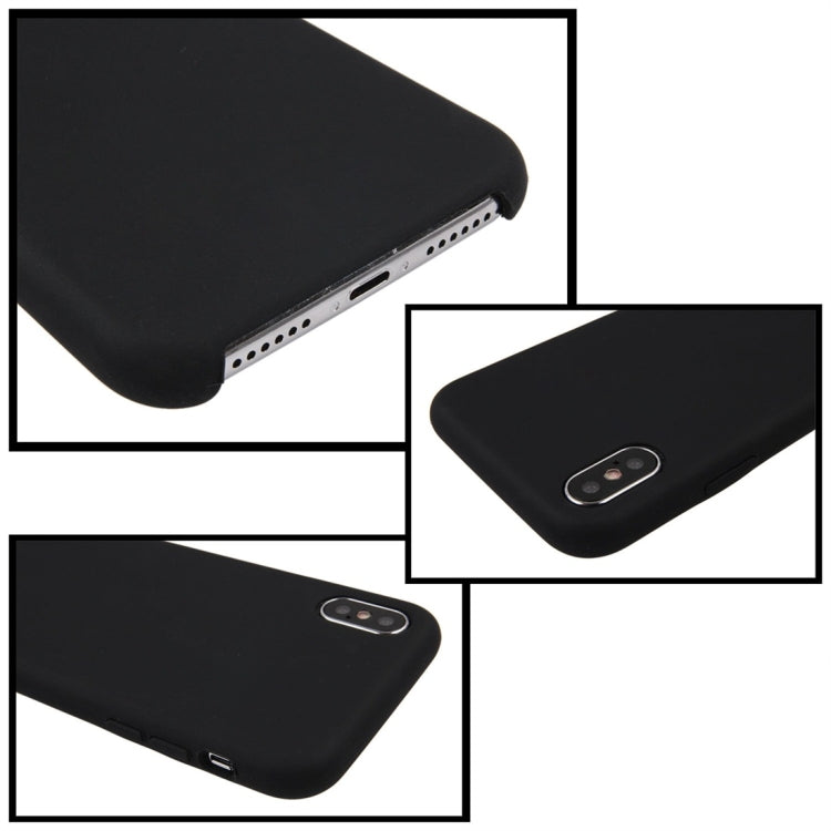 For iPhone X / XS Pure Color Liquid Silicone + PC Dropproof Protective Back Cover Case, X, For X