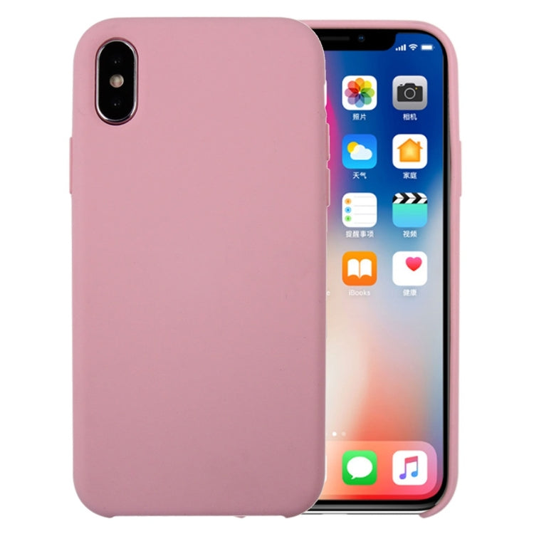 For iPhone X / XS Pure Color Liquid Silicone + PC Dropproof Protective Back Cover Case, X, For X