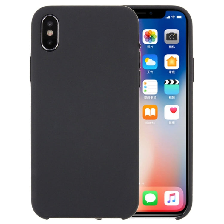 For iPhone X / XS Pure Color Liquid Silicone + PC Dropproof Protective Back Cover Case, X, For X