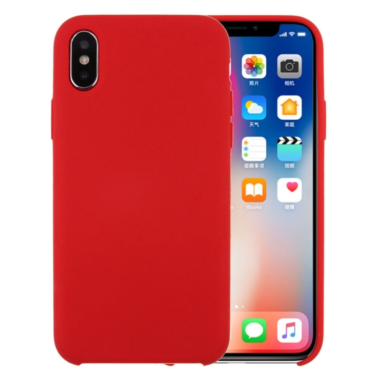 For iPhone X / XS Pure Color Liquid Silicone + PC Dropproof Protective Back Cover Case, X, For X