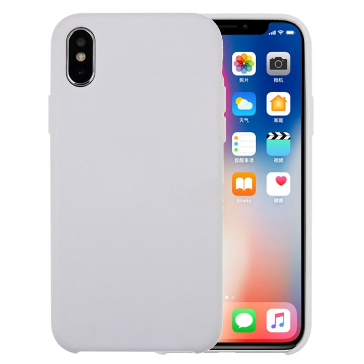 For iPhone X / XS Pure Color Liquid Silicone + PC Dropproof Protective Back Cover Case, X, For X