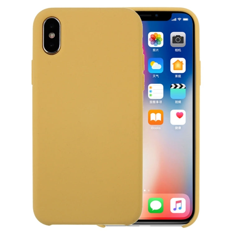 For iPhone X / XS Pure Color Liquid Silicone + PC Dropproof Protective Back Cover Case, X, For X