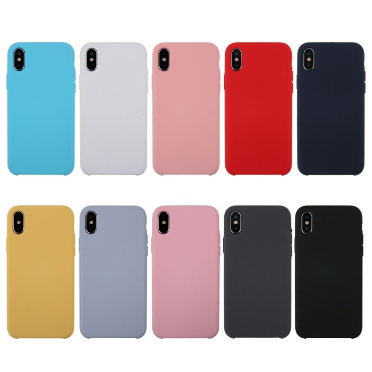 For iPhone X / XS Pure Color Liquid Silicone + PC Dropproof Protective Back Cover Case, X, For X