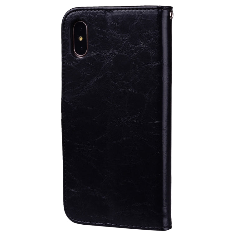 For iPhone X / XS Business Style Oil Wax Texture Horizontal Flip Leather Case with Holder & Card Slots & Wallet