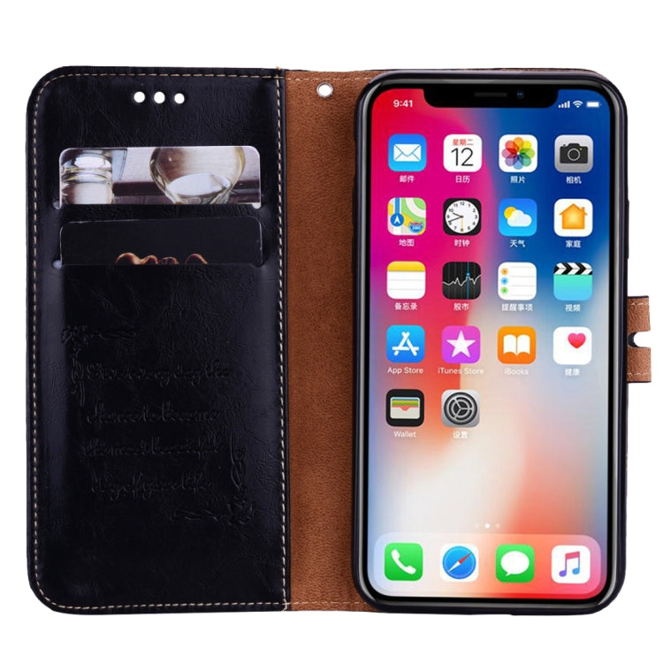 For iPhone X / XS Business Style Oil Wax Texture Horizontal Flip Leather Case with Holder & Card Slots & Wallet, For iPhone X