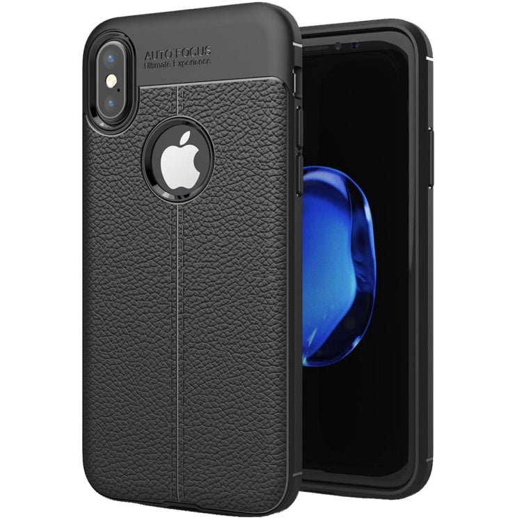 For iPhone X / XS Litchi Texture TPU Protective Back Cover Case