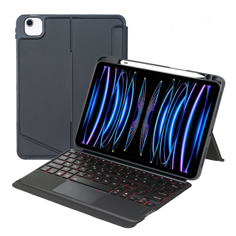 T11-AS For iPad Air 11 2025 / Air 5 / 4 10.9 / Pro 11 2022&2021&2020&2018 Touch Backlight Split Type Bluetooth Keyboard Leather Case, T11-AS