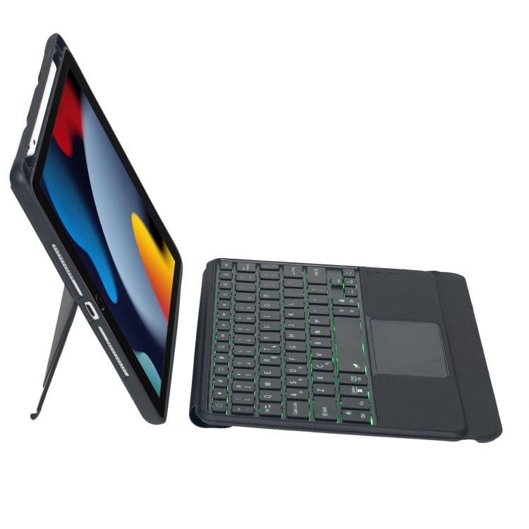 Étui en cuir avec clavier Bluetooth et rétroéclairage tactile pour iPad 10.2 2021/2020/2019 / Air 3 10.5/Pro 10.5, T102-AS