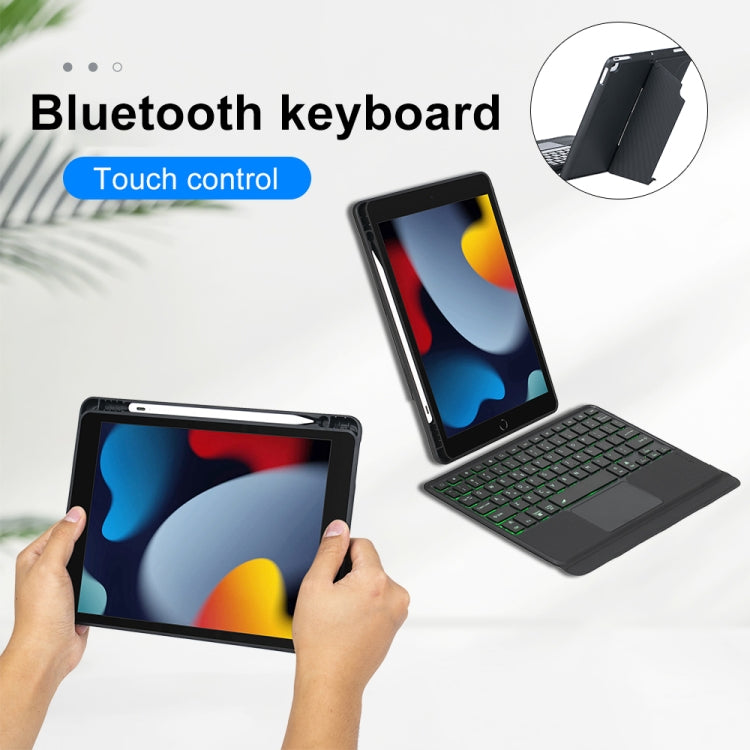 Étui en cuir avec clavier Bluetooth et rétroéclairage tactile pour iPad 10.2 2021/2020/2019 / Air 3 10.5/Pro 10.5, T102-AS