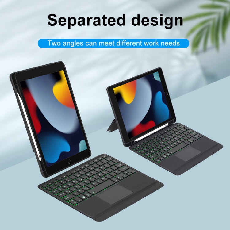 Étui en cuir avec clavier Bluetooth et rétroéclairage tactile pour iPad 10.2 2021/2020/2019 / Air 3 10.5/Pro 10.5, T102-AS