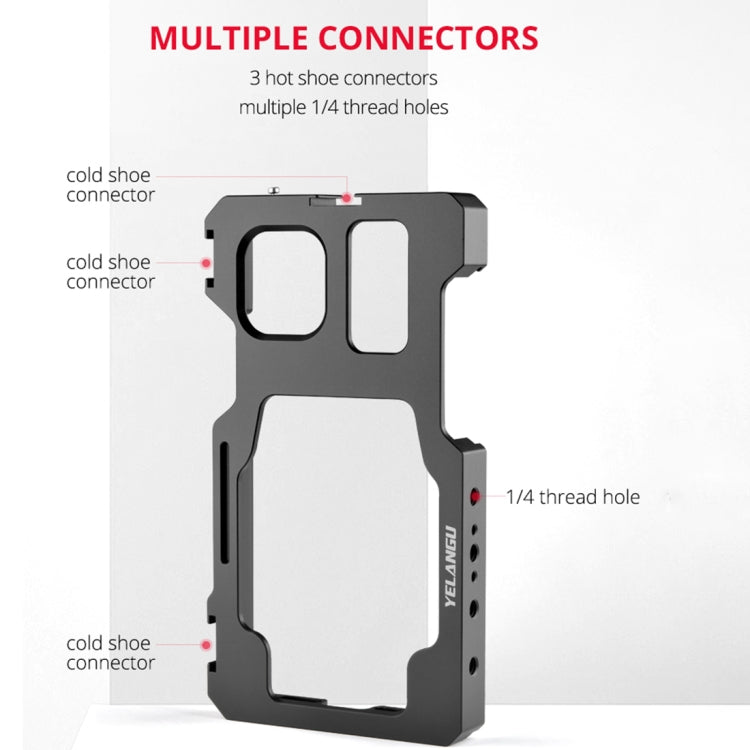 For iPhone 11 Pro Max YELANGU C23 Video Camera Cage Stabilizer with PC Case