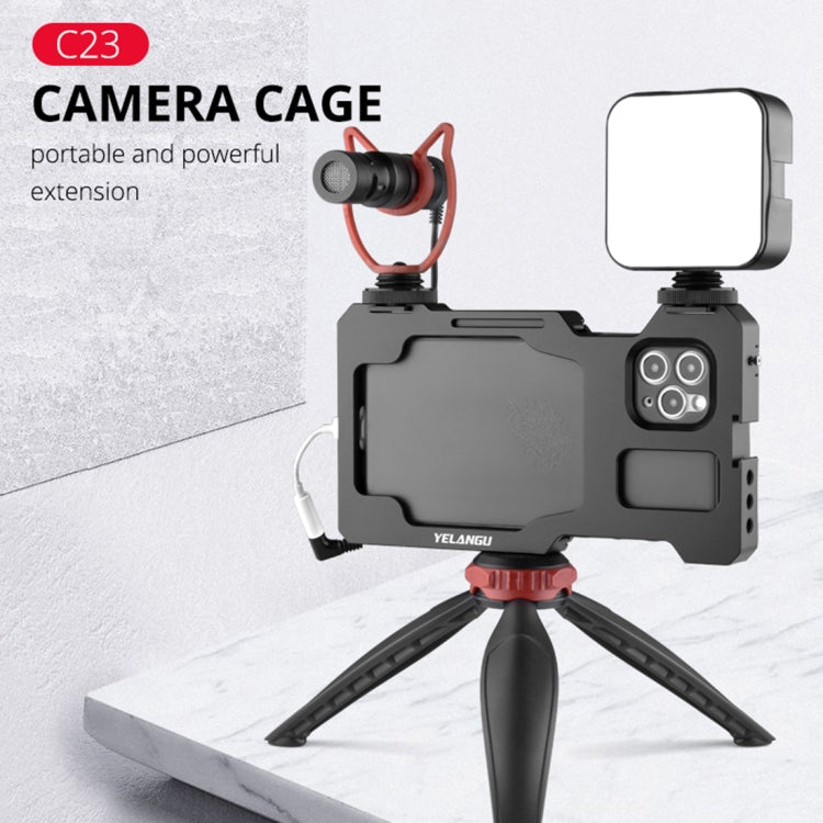 For iPhone 11 Pro Max YELANGU C23 Video Camera Cage Stabilizer with PC Case