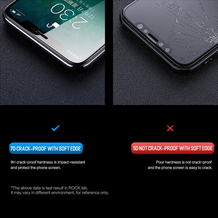 For iPhone 11 Pro Max / XS Max ROCK 0.23mm Soft Edge 7D Curved Surface Anti Blue-ray Full Screen Tempered Glass Film