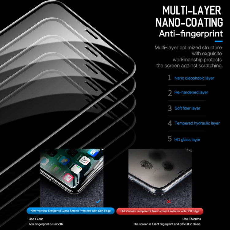 For iPhone 11 Pro Max / XS Max ROCK 0.23mm Soft Edge 7D Curved Surface Anti Blue-ray Full Screen Tempered Glass Film