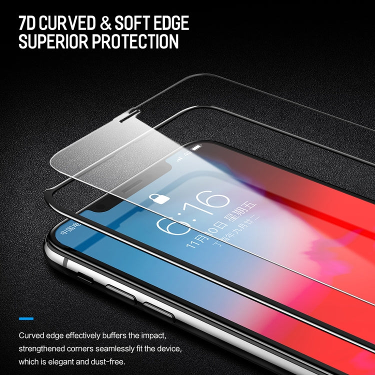 For iPhone 11 Pro Max / XS Max ROCK 0.23mm Soft Edge 7D Curved Surface Anti Blue-ray Full Screen Tempered Glass Film