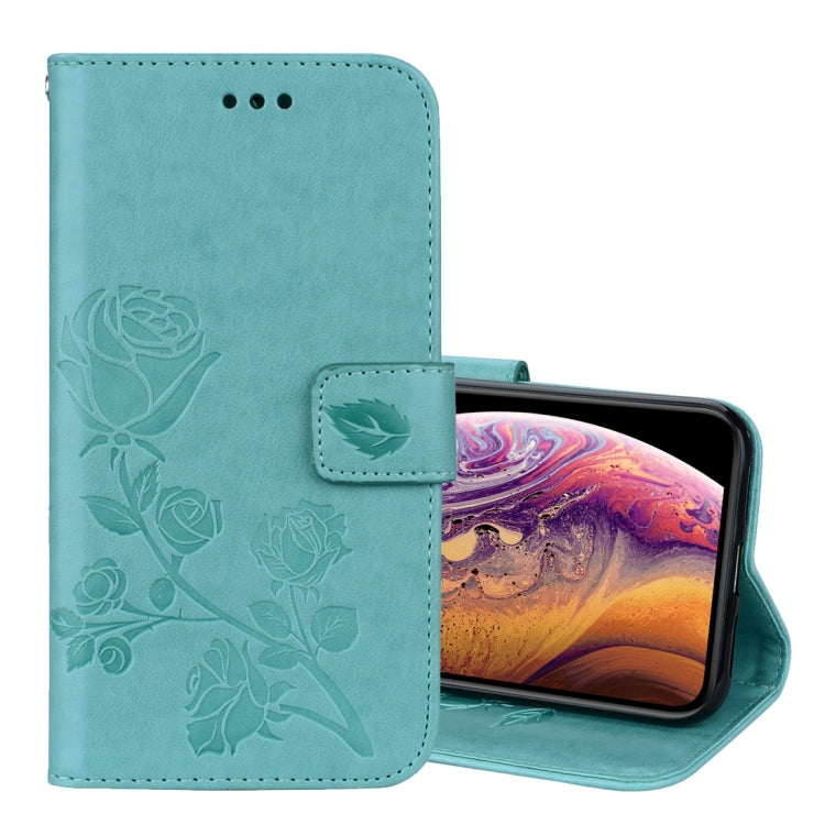 For iPhone XS Max Rose Embossed Horizontal Flip PU Leather Case with Holder & Card Slots & Wallet