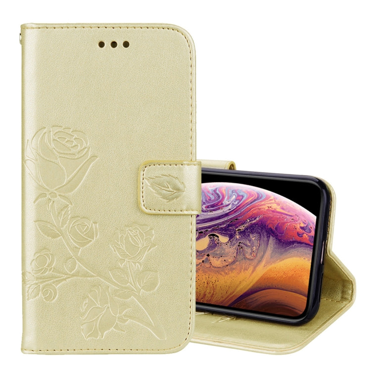 For iPhone XS Max Rose Embossed Horizontal Flip PU Leather Case with Holder & Card Slots & Wallet