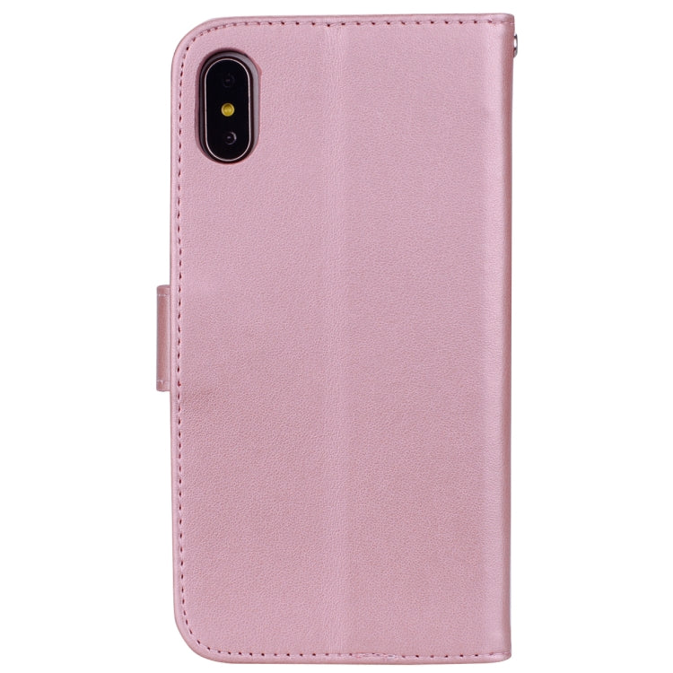 For iPhone XS Max Rose Embossed Horizontal Flip PU Leather Case with Holder & Card Slots & Wallet