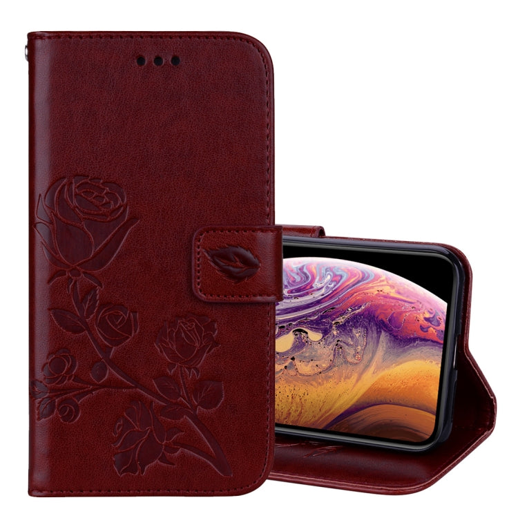 For iPhone XS Max Rose Embossed Horizontal Flip PU Leather Case with Holder & Card Slots & Wallet