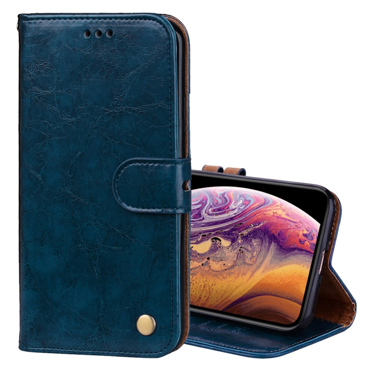 For iPhone XS Max Business Style Oil Wax Texture Horizontal Flip Leather Case with Holder & Card Slots & Wallet